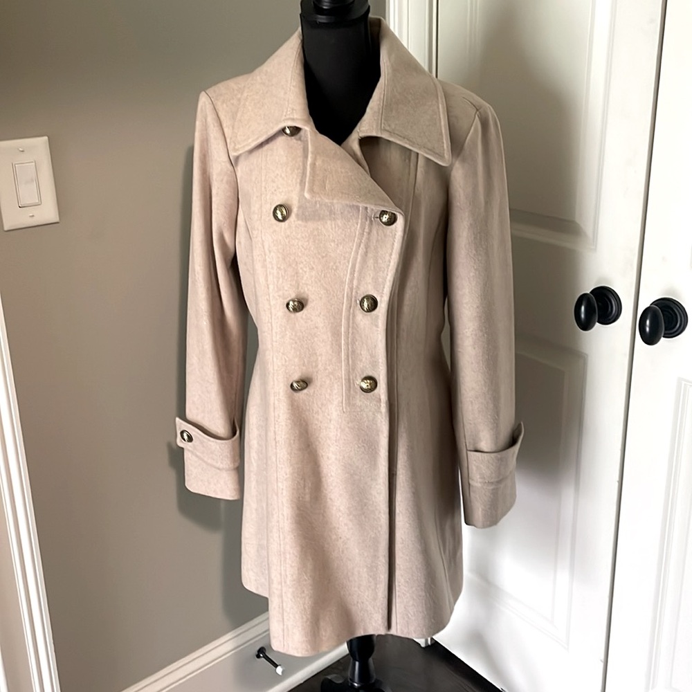 Unworn Brown/Gray Tan Anne Klein Wool Car Coat Approx Size Medium M
